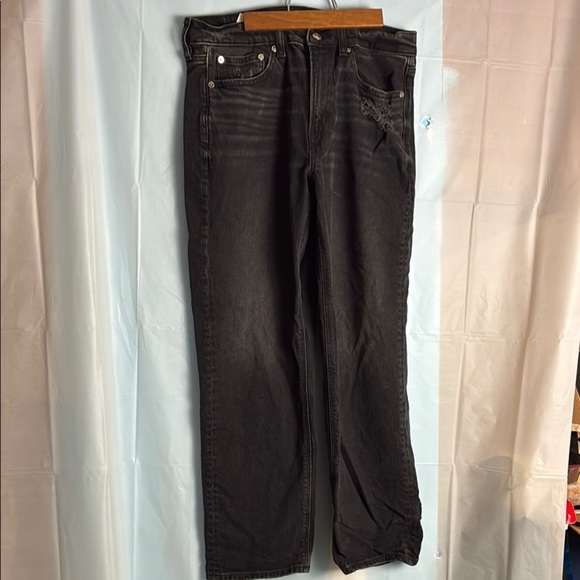 American Eagle Outfitters Black straight leg distressed Jeans Classic Style - Picture 1 of 7
